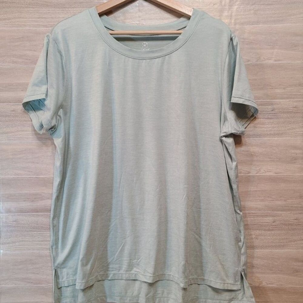 Gaiam Womens XL Light Green Activewear T-Shirt Short Sleeve Yoga Top Relaxed